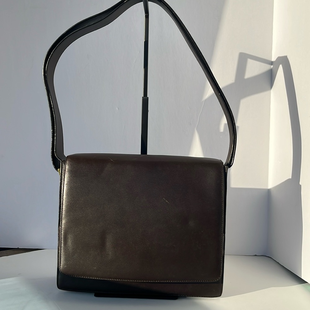 Auth. Vintage Gucci By Tom Ford Era Leather Shoulder Handbag ~ in Dark Brown - Picture 6 of 16